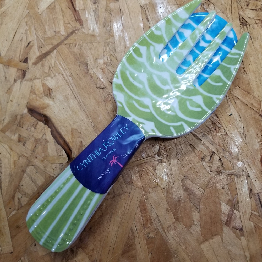 2pc Cynthia Rowley Melamine Serving Utensils Spoon Fork Salad Tropical Fish 10.5